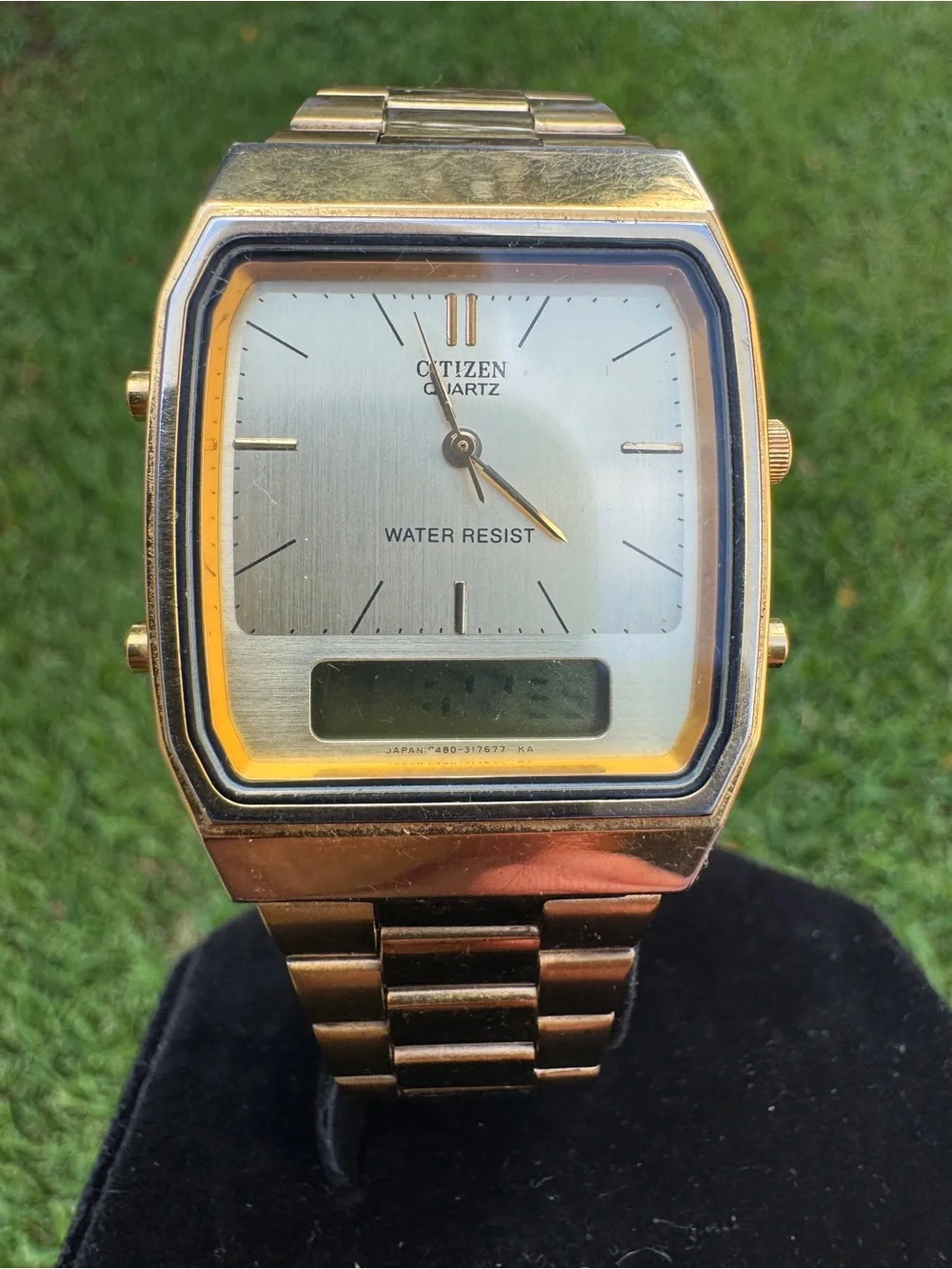 Citizen Quartz Vintage Analog-Digital LCD Gold Tone 31mm | Alarm Chrono Date